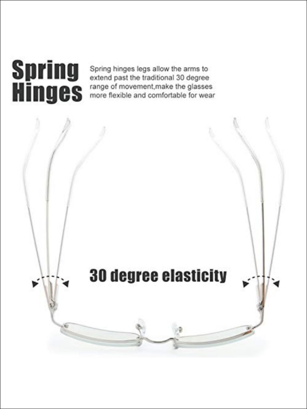 Minimalist Small Rectangular Sunglasses Clear Lens UV400 Spring Hinge - Picture 5 of 6